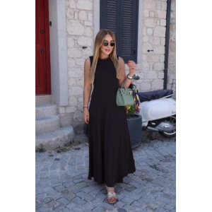 Kadın Sıfır Kollu Bisiklet Yaka Viskon Elbise