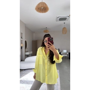 Kadın Tek Cepli Over Size Ketem Gömlek