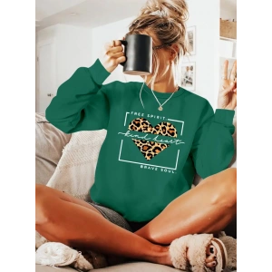 Kadın Uzun Kollu Bisiklet Yaka Desenli Viskon Iki Iplik Bluz