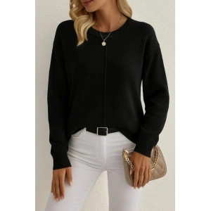 Kadın Uzun Kollu Bisiklet Yaka Düşük Omuz Detaylı Triko Bluz