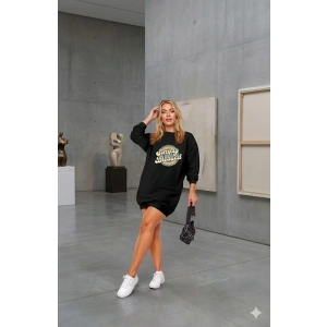 Kadın Uzun Kollu Bisiklet Yaka Yazılı Viskon Iki Iplik Elbise