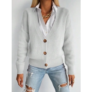 Kadın Uzun Kollu Düğme Detay Triko Bluz