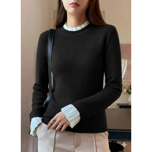 Kadın Uzun Kollu Fırfırlı Yakalı Triko Bluz