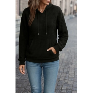 Kadın Uzun Kollu Kapşonlu Bağcıklı Cepli Capitone Sweatshirt