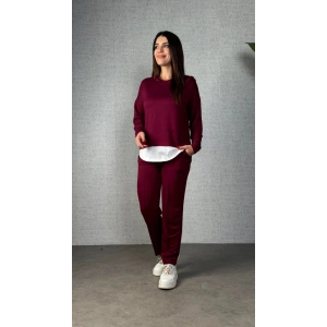 Kadın Uzun Kollu Kapşonlu Bağcıklı Viskon Iki Iplik Bluz Ve Pantolon Ikili Takım