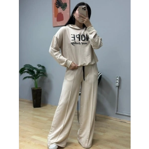 Kadın Uzun Kollu Nope Baskılı Beli Ribanalı Ikili Takım