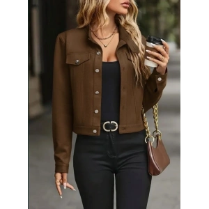 Kadın Uzun Kollu önden Düğmeli Kısa Süet Ceket