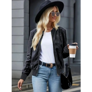 Kadın Uzun Kollu önden Fermuarlı Süet Ceket