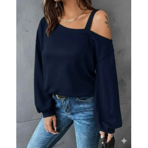 Kadın Uzun Kollu Tek Omuz Askı Detay Salaş Viskon Iki Iplik Bluz