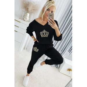 Kadın Uzun Kollu V Yakalı Desenli Viskon Iki Iplik Bluz Ve Pantolon Ikili Takım