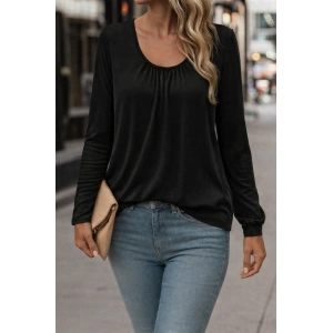 Kadın Uzun Kollu Yuvarlak Yakalı Viskon Bluz