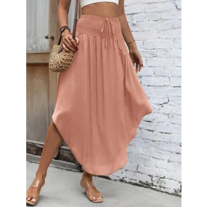 Kadın Yüksek Bel Belden Bağlamalı Asimetrik Kesim Detaylı Sandy Etek