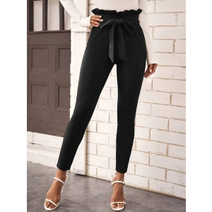 Kadın Yüksek Bel Beli Fırfırlı önden Bağlamalı Ithal Krep Pantolon