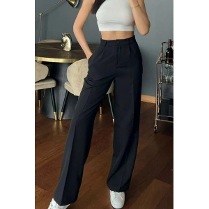 Kadın Yüksek Bel Cepli Ithal Krep Pantolon