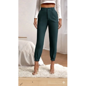 Kadın Yüksek Bel Cepli Paçası Lastikli Ithal Krep Pantolon