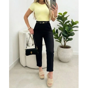 Kadın Yüksek Bel Kemersiz Ithal Krep Pantolon