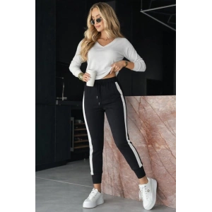 Kadın Yüksek Bel Kuş Gözü Detaylı Bağcıklı Yan şeritli Viskon Iki Iplik Eşofman Altı