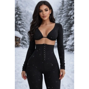 Kadın Yüksek Bel Toparlayıcı Korse Detay Agraflı çelik Kumaş Tayt