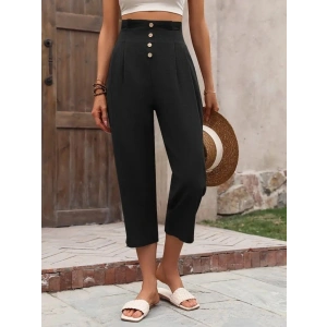 Kadın Yüksek Belli önden Düğmeli Ithal Keten Pantolon