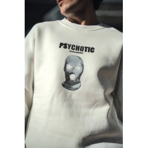 Kışlık Bisiklet Yaka Baskılı SweatShirt - Beyaz