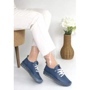 Kitta Mavi Deri Bağcıklı Spor Ayakkabı