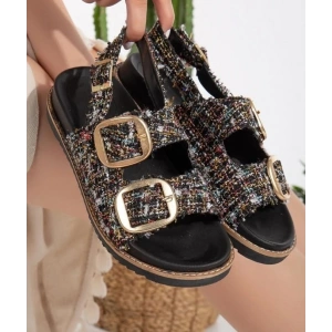 Olira Siyah Simli Kemerli Sandalet