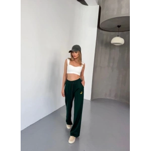 Osy Modal Yumuşak Dokulu Kumaş Nakış Işlemeli Rahat Bol Paça Eşofman Pantalon - Siyah