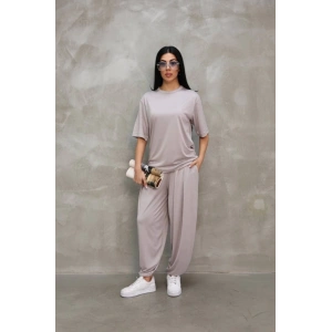 Osy Modal Yumuşak Dokulu Kumaş Oversize Bisiklet Yaka T-shirt Jogger Eşofman Altı Eşofman Takımı - Gri