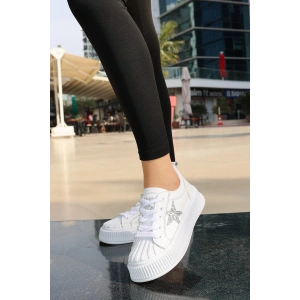 Piata Beyaz Cilt Bağcıklı Spor Ayakkabı