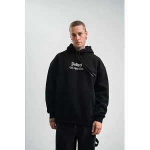 POLIZEI Premium Kalite Kapşonlu Dijital Patchli SweatShirt - Siyah