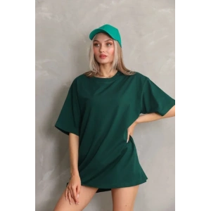 Regular Fit Tişört Bisiklet Yaka Yazlık Kısa Kol Basıc T-Shirt - Yeşil