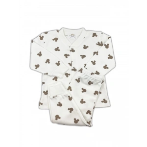 Sema Baby Mickey Mouse Bebek Pijama Takımı - Ekru 6-9 Ay
