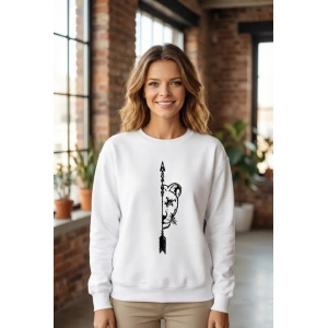 Sevgililer Günü Özel Bisiklet Yaka Aslan Baskılı Oversize Sweatshirt - Beyaz