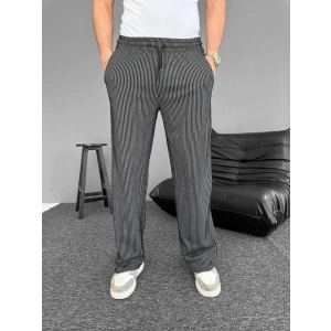 Su Yolu Çizgili Cepli Pantalon - Siyah