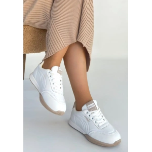 Tawen Beyaz Cilt Bağcıklı Spor Ayakkabı