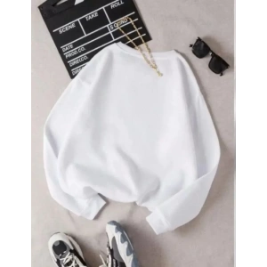 Üç İplik Biskilet Yaka Basic SweatShirt - Beyaz