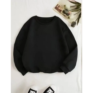 Üç İplik Biskilet Yaka Basic SweatShirt - Siyah