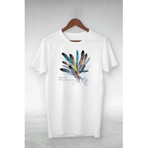 Unisex Baskılı Oversize T-Shirt - Beyaz