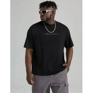 Unisex Baskılı Oversize T-Shirt - Siyah