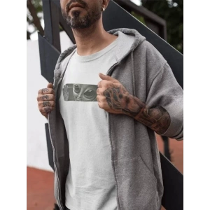 Unisex Bisiklet Yaka Baskılı Oversize T-Shirt - Beyaz