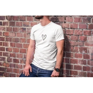 Unisex Bisiklet Yaka Baskılı Oversize T-Shirt - Beyaz