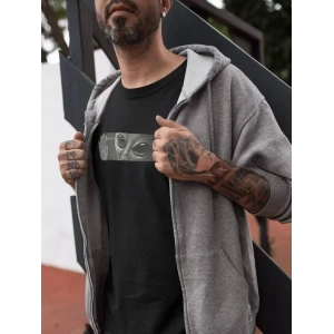 Unisex Bisiklet Yaka Baskılı Oversize T-Shirt - Siyah