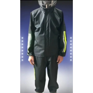 Unisex Tam Kalıp Motorcu Kurye Su Gecirmez Yağmurluk Takım - Siyah