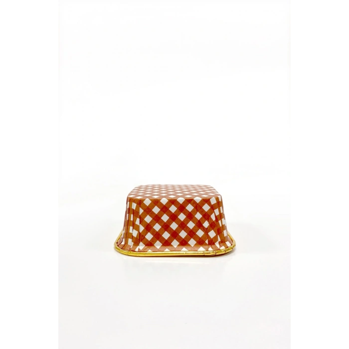 MUFFİN KEK KAPSÜLÜ KARE (KIRMIZI PÖTİKARE DESENLİ-GOLD)