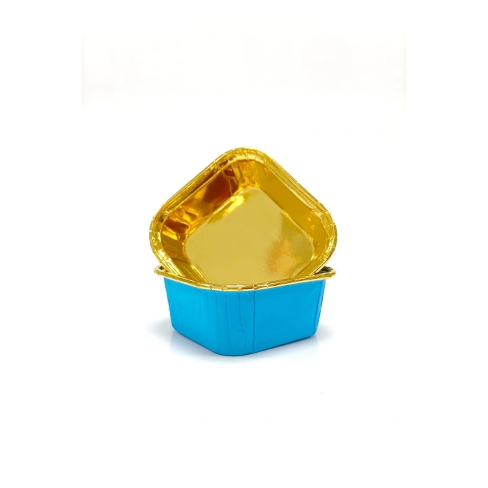 MUFFİN KEK KAPSÜLÜ KARE (MAVİ-GOLD)