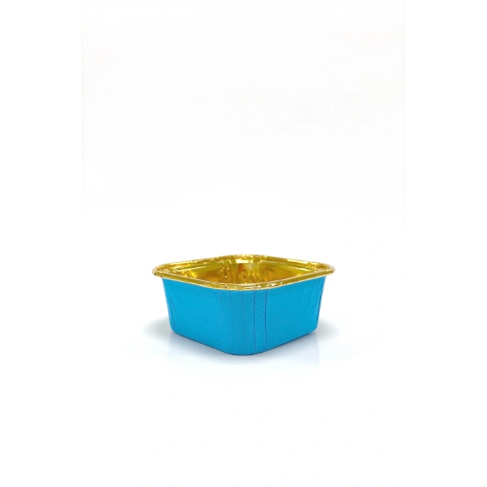 MUFFİN KEK KAPSÜLÜ KARE (MAVİ-GOLD)