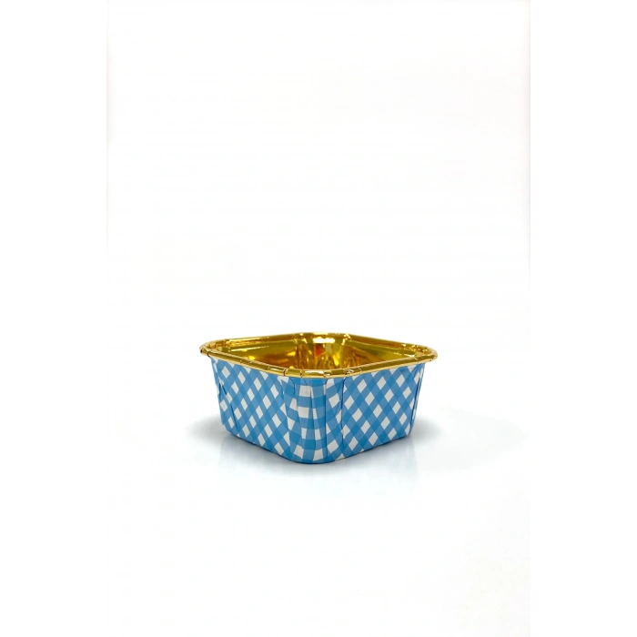 MUFFİN KEK KAPSÜLÜ KARE (PÖTİKARE MAVİ-GOLD)