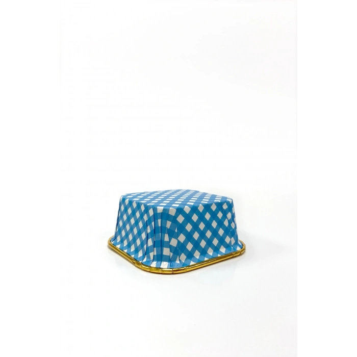 MUFFİN KEK KAPSÜLÜ KARE (PÖTİKARE MAVİ-GOLD)