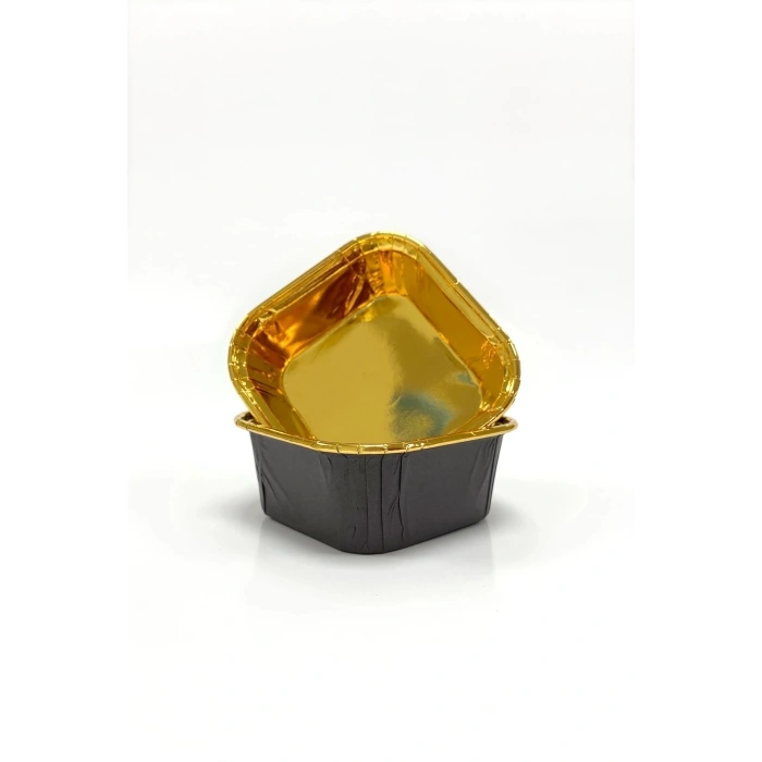 MUFFİN KEK KAPSÜLÜ KARE (SİYAH-GOLD)