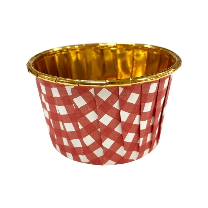 MUFFİN KEK KAPSÜLÜ (KIRMIZI PÖTİKARE DESENLİ-GOLD)